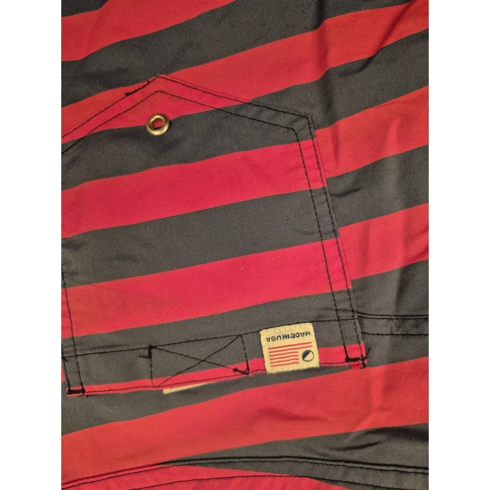 Wellen Mens Striped Board Shorts Pink Navy Blue Surf Trunks Size 32 Made in USA